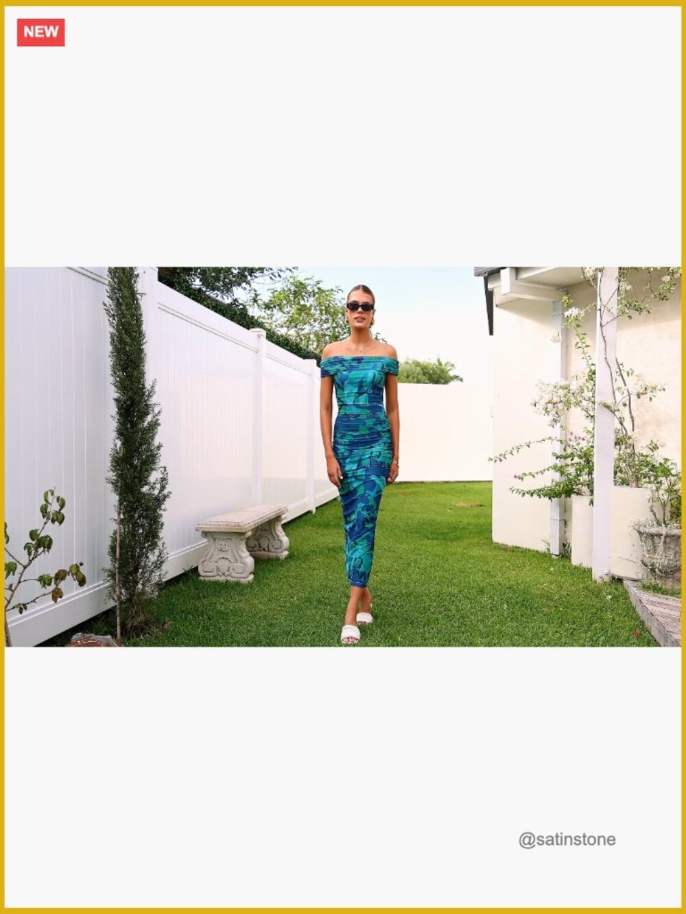 Off Shoulder Bodycon Mesh Maxi Dress with Back Slit - Picture 7 of 7